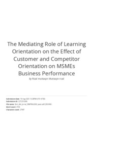 The Mediating Role of Learning Orientation on the Effect of Customer ...