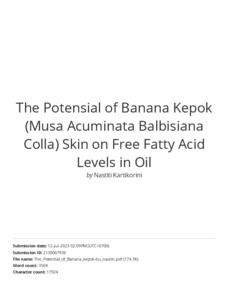 The Potential of Banana kepok (Musa acuminata balbisiana colla) skin on ...